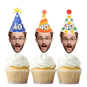 Posh Soiree Custom Face Cupcake Toppers, Photo Birthday Toppers, Personalized Birthday Party Decoration, Gift for Him or Her, Milestone Birthday