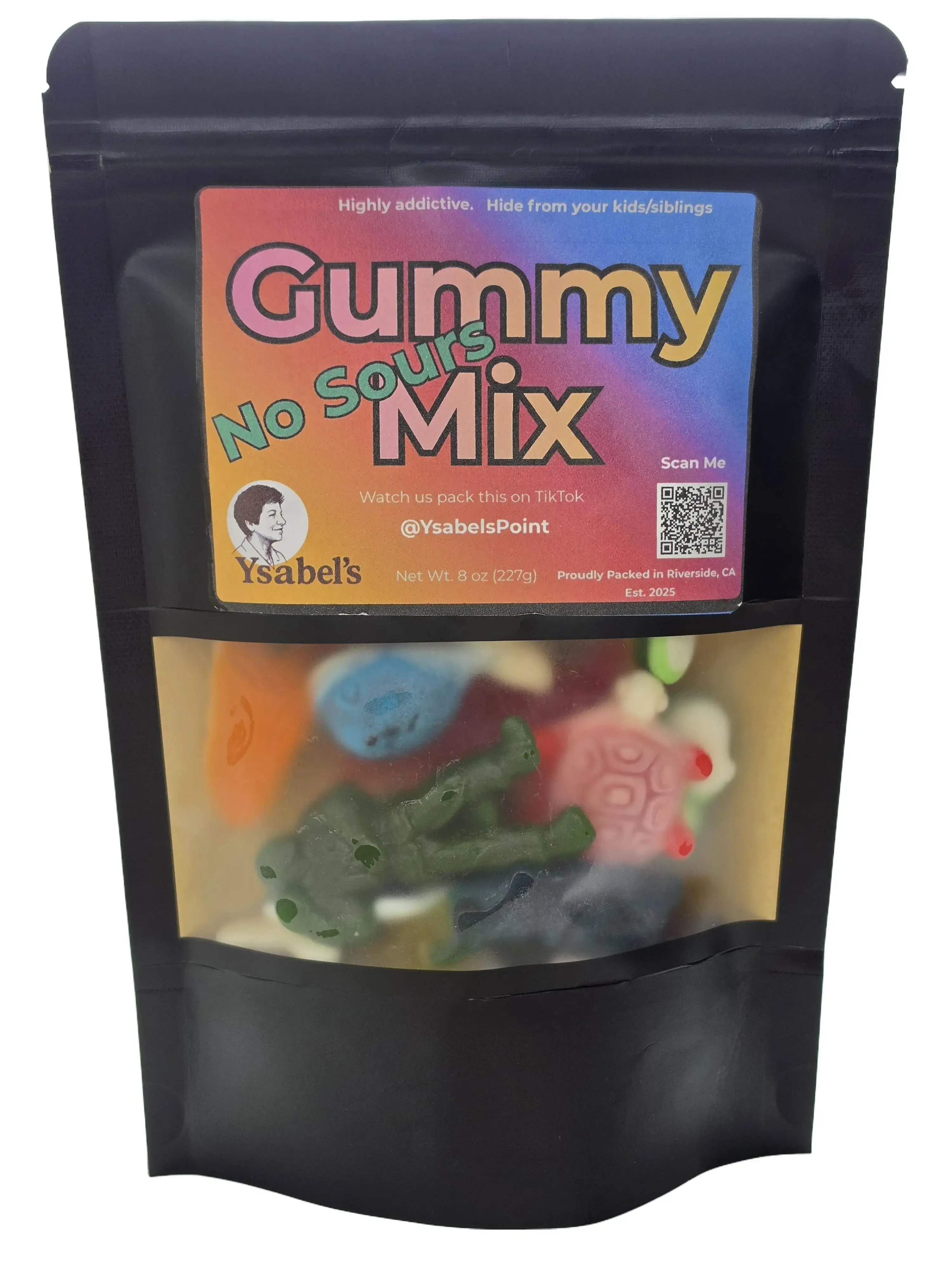 Ysabels Point Soft Non-Sour Yummy Candy Mix Bag - 8oz (0.5LB) or 227g (1LB) Options - Handpacked Fresh Sweets and Desserts for All Ages, Including Chewing Fruit Snacks, Chewy Gummy Turtles, Frogs, Pigs, Sharks, Army Men, Alligators, Centipedes, Coconut