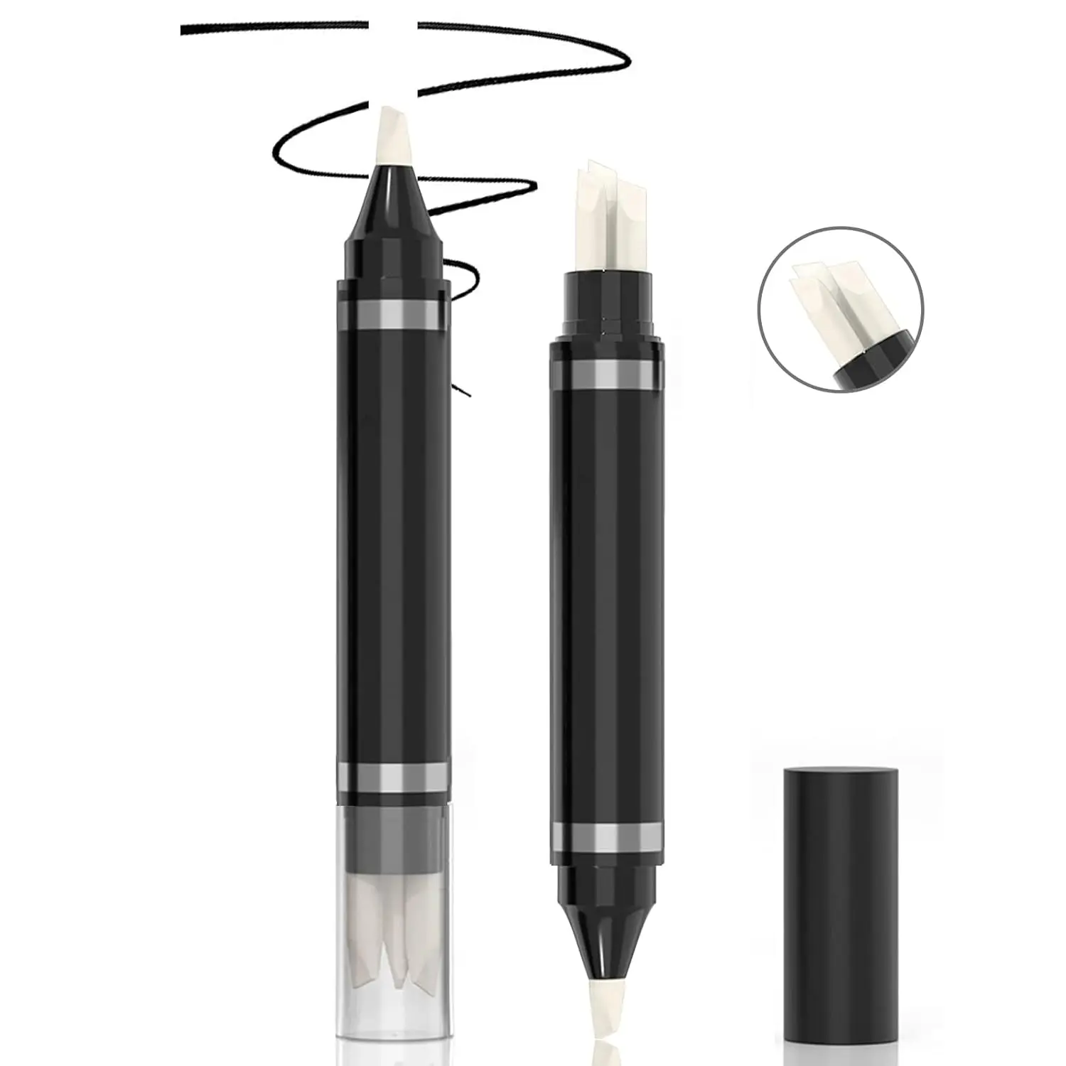 2Pcs Makeup Remover Pen Quick Fix Makeup Cleanser Eraser Pen Correct Makeup Mistakes Makeup Corrector Pen for Eyes Lips Face Correction Eyeliner Lipstick Mascara Fixer with 3 Replacement Heads