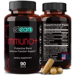 ELEAN Immuno Plus Blend with Cats Claw, Olive Leaf Extract, Black Walnut, PAU d'arco, for Immune Support, Joint Care, and antioxidant Non-GMO, Keto-Friendly 90 Vegan Capsules 3 Capsules per Serving. Supplement Natural