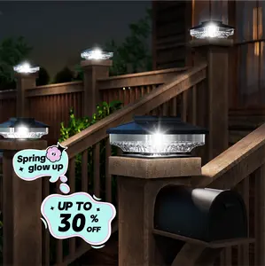 Solar Post Cap Lights Modern Outdoor | Easy Installation, Bright White & IP65 Waterproof | For Fence & Deck Lighting, Solar Powered & Decorative