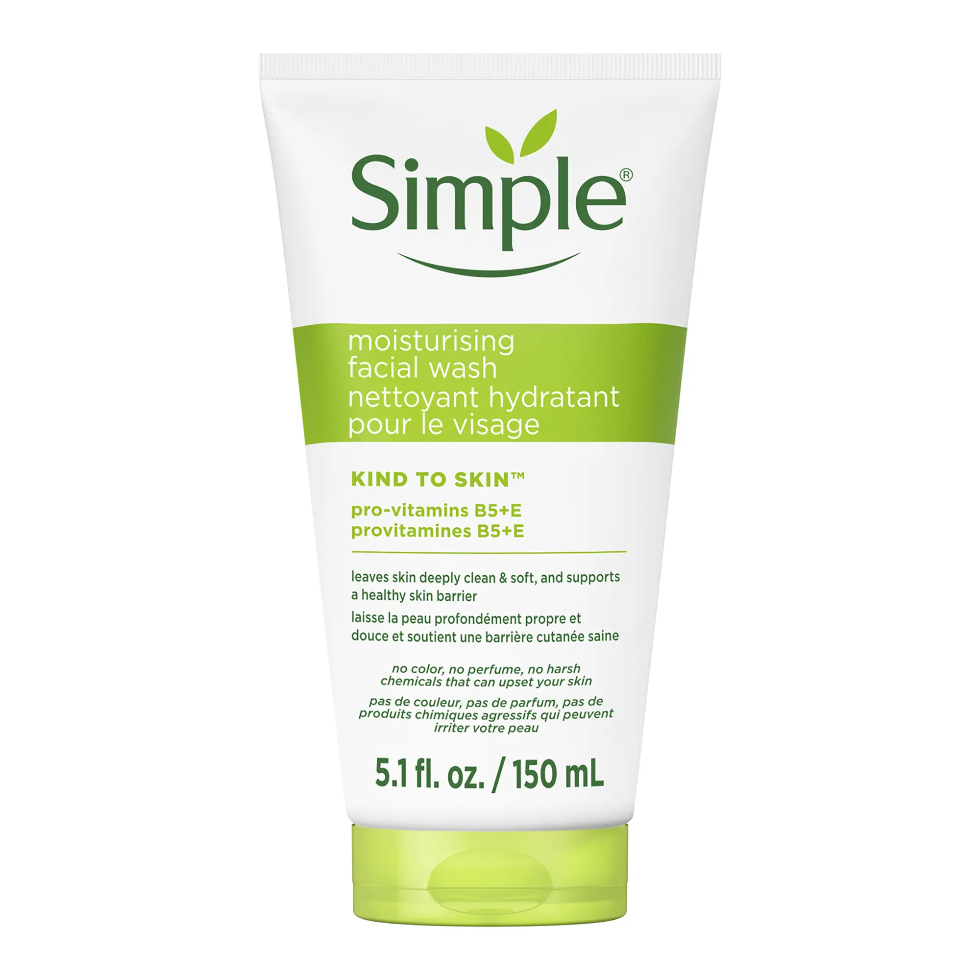 Simple Kind To Skin Moisturizing Face Wash - Facial Cleanser with Vitamin B5 and E - Removes Oil, Dirt, and Other Impurities - Sulfate Free - 5 oz