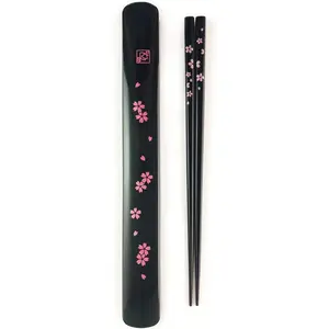 3643, Portable Chopsticks with Case  Chinese Korean   Travel Chop Sticks Utensil Dishwasher Safe  , Sakura