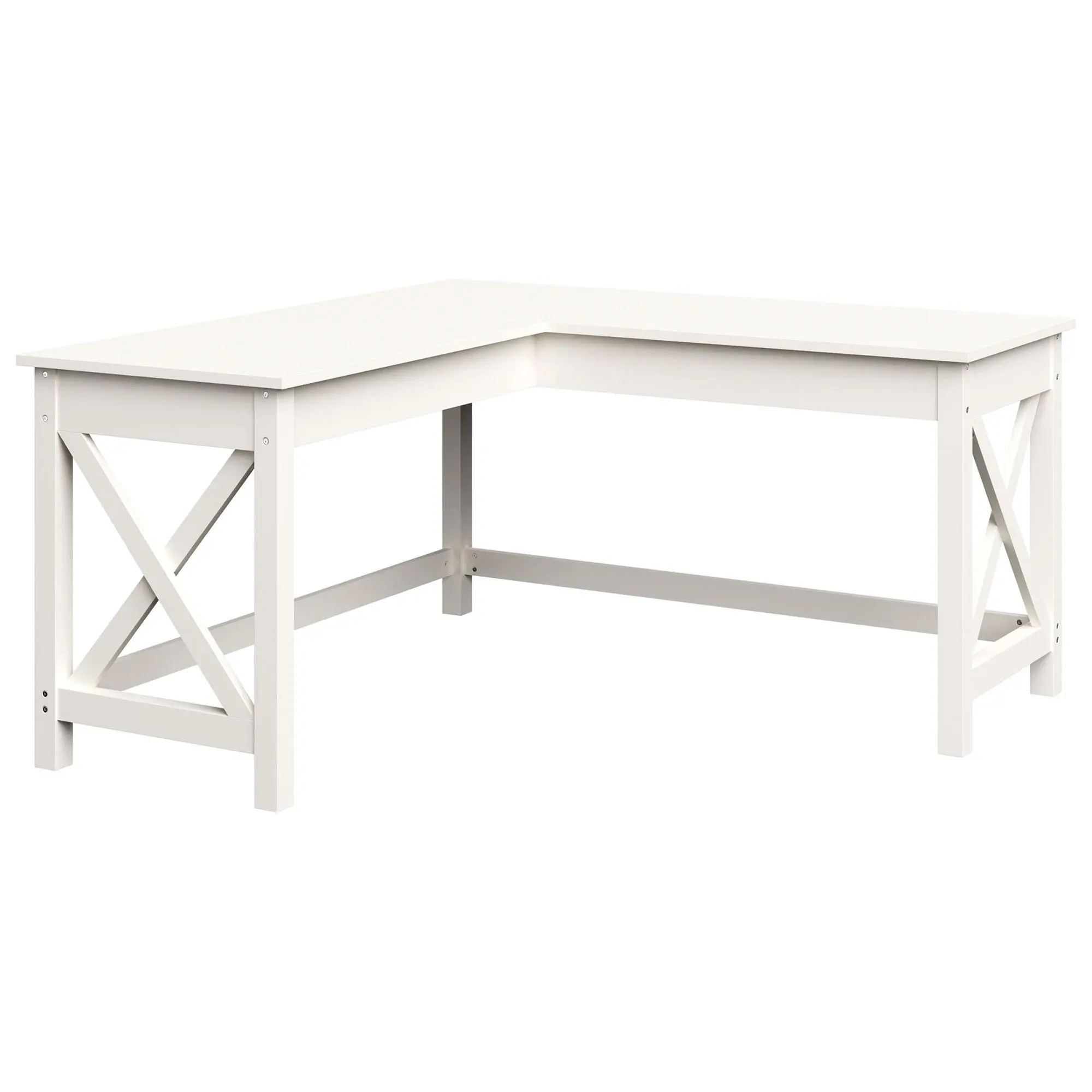 Lavish Home Computer Desk L-Shaped Desk with X-Pattern Legs