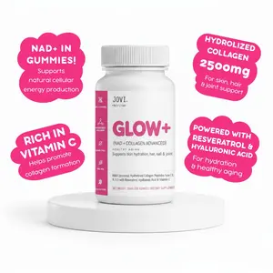 Jovi GLOW+ NAD+ Collagen Advanced Hydrolyzed Collagen with Resveratrol & Hyaluronic Acid for Skin Hair Joint Support Rich in Vitamin C