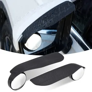 【Free ship】2pcs Carbon Fiber Textured Blind Spot Mirrors with 360° Rotation, Convex Rain Guard & Left Side Installation - Fit for All Cars, Trucks, SUVs - Keeps You Dry in Rain, Enhances Visibility, Vehicle Safety Accessories, Modern Car Accessory