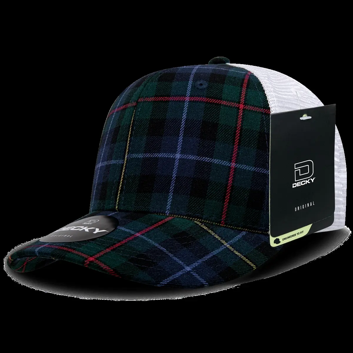 212 MAIN Unisex Dog & Cat Structured Plaid Mesh Snapback Trucker Hat, 6-Panel Mid-Profile, 1 Size Fits Most, Model 6017-126, 126-White Color