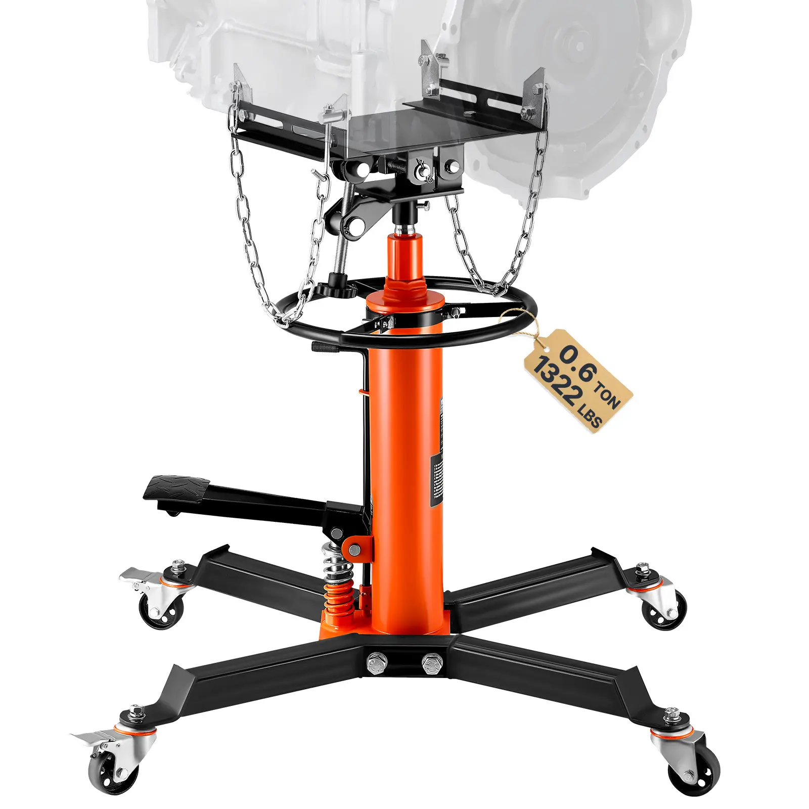 【Summerfinds】VEVOR Transmission Jack,1322 LBS Hydraulic Telescoping Transmission Jack32"-67" High Lift Floor Jack Stand with Foot Pedal360° Swivel WheelHydraulic Transmission Jack Garage/Shop Lift Hoist