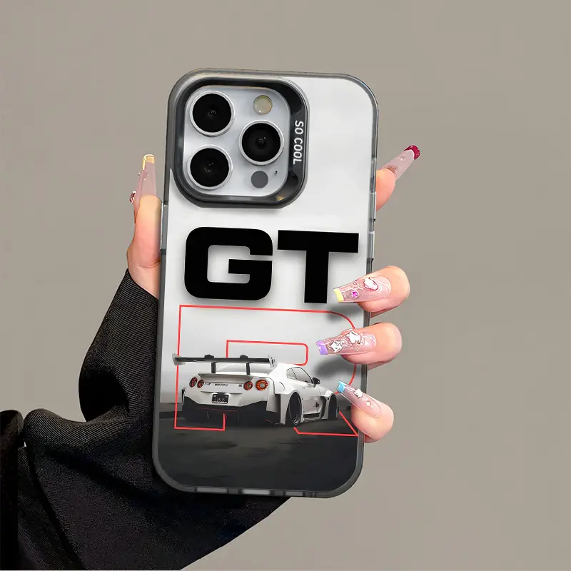 GTR Sports Car Design Shockproof Cellphone Casing, Anti-Fall Hard Acrylic Sweatproof Cover for iPhone Xs Max, 11-17 Series (Pro, Plus, 15) - Tech Accessories with Handheld Protection & Screen Protector Compatibility for Devices