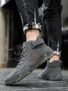 Men's Graphic Print Durable Outdoor Hiking Boots, Casual Outdoor Sports Boots, Fashionable Waterproof Hiking Shoes for Outdoor Activities, Trekking Camping Shoes