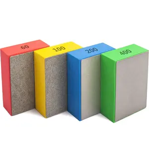 4Pcs Diamond Hand Polishing Pads 60#, 100#,200#,400# for Sanding Ceramics Glass Tile Concrete Stone Marble Granite,