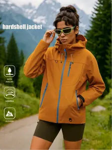 1-PCS Women's Professional Outdoor Hardshell Jacket, 6 Colors Available, Multiple Pockets, Hooded Stand Collar, All Season Outerwear