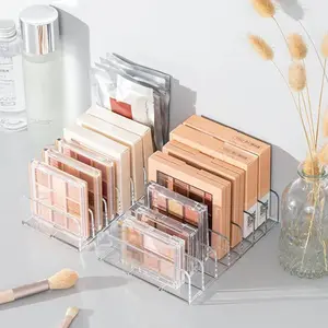 7-Compartment Clear Makeup Organizer Box – Stackable Cosmetic Display Shelf