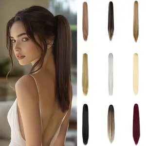 Lansigreen Ponytail Extensions 21Inch Straight Ponytail Claw Clip in Synthetic Hairpieces for Women Daily Party Summer Vibes