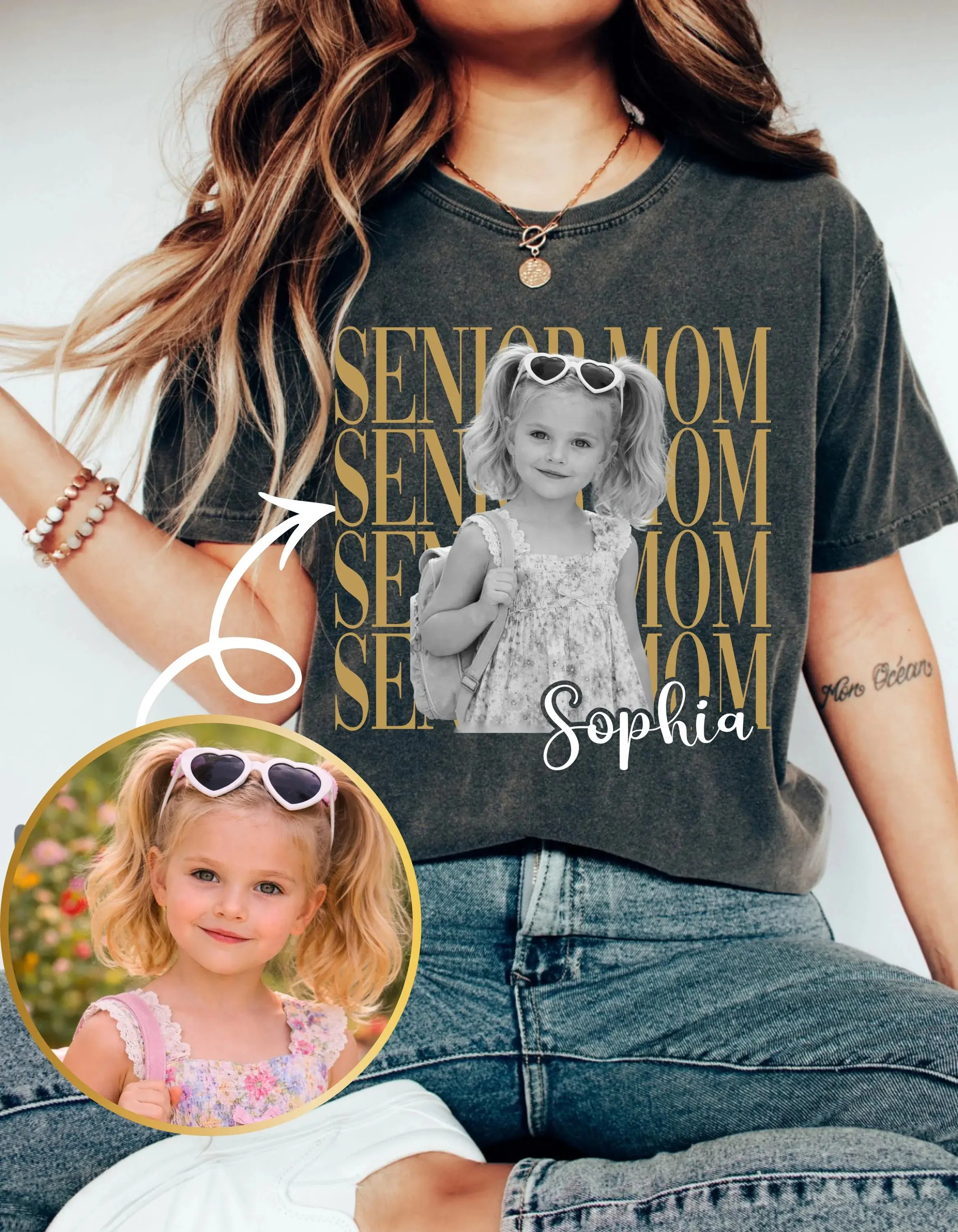 Custom Photo Senior Mom Shirt 2026, Personalized Class Of 2027 T-Shirt, Proud Senior Mom Gift, Senior Mom Graduation Shirts