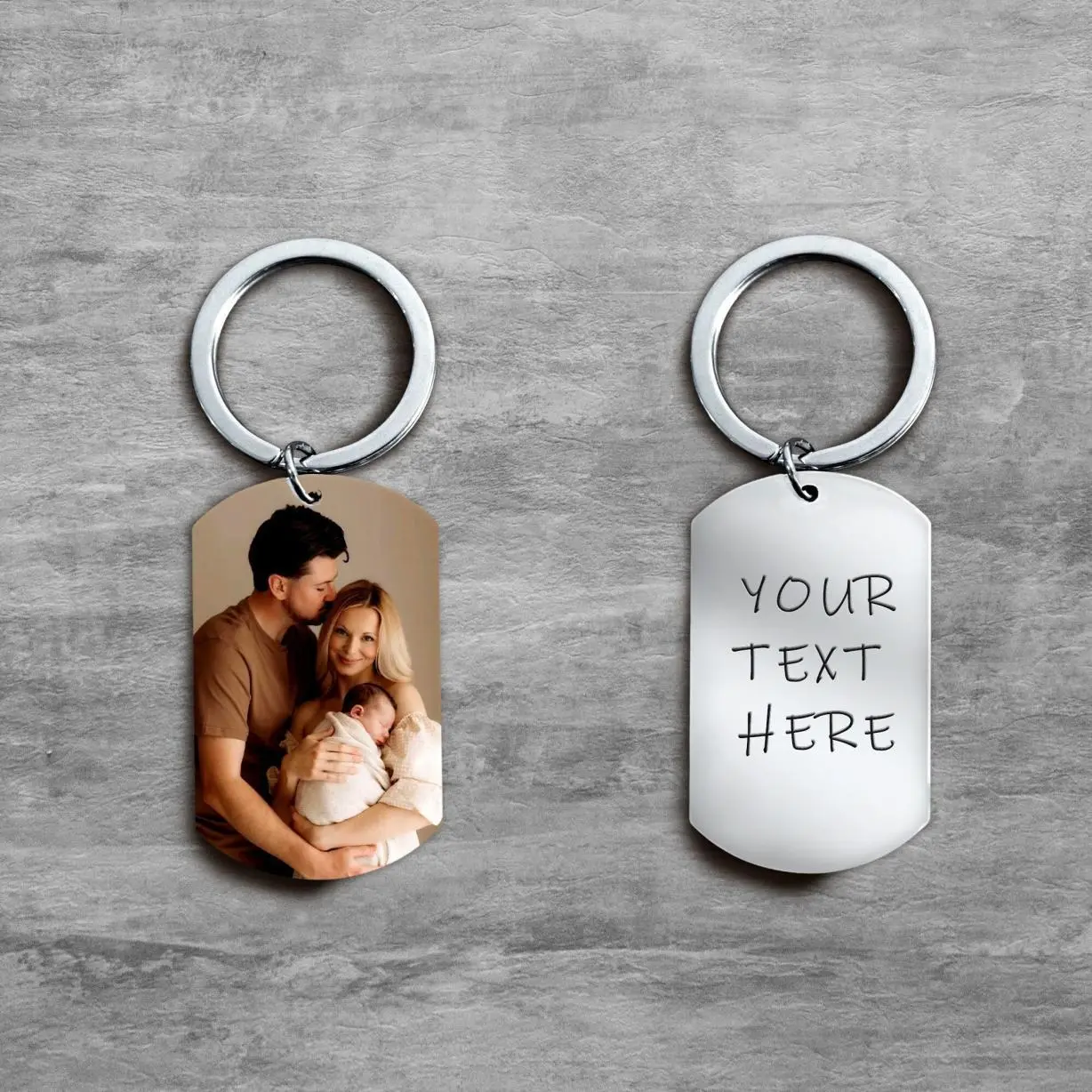 Custom Double-Sided Picture Keychain, Personalized Photo Keychain, Engraved Text Keychain, Anniversary Gift for Him, Mother’s