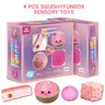 4-Pack Squishy Kit - Fidget Toys with Mixed Slow-Rising & Fast-Rebound Silicone, Soft Moldable Party Bag Fillers, Cool Gifts for Kids’ Birthdays
