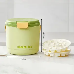 Ice Bucket with Lid and Ice Tray, 40 Ice Cubes Total, Clear Ice Cube Maker with Sealed Lid for Freezer, the kit includes 2 complimentary silicone plastic ice trays and 1 ice shovel