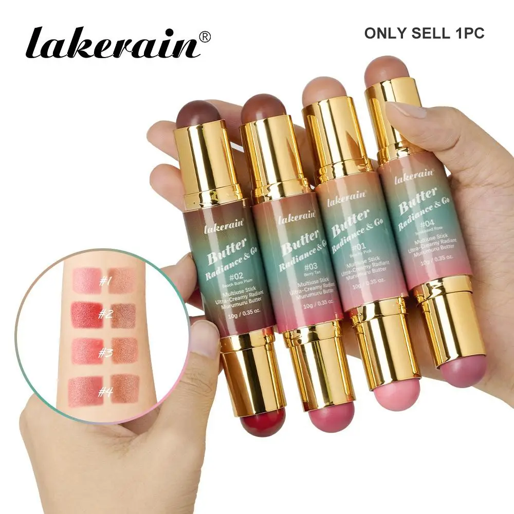 Double-Ended Butter Glow Stick, 2-in-1 Creamy Bronzer & Blush for Face, Eyes & Lips, Buildable, Blendable & Multi-Purpose Cosmetic Makeup for Contouring, Highlighting & Natural Glow, Facial Makeup, Contour Cheek Stick, Everyday Versatile Makeup