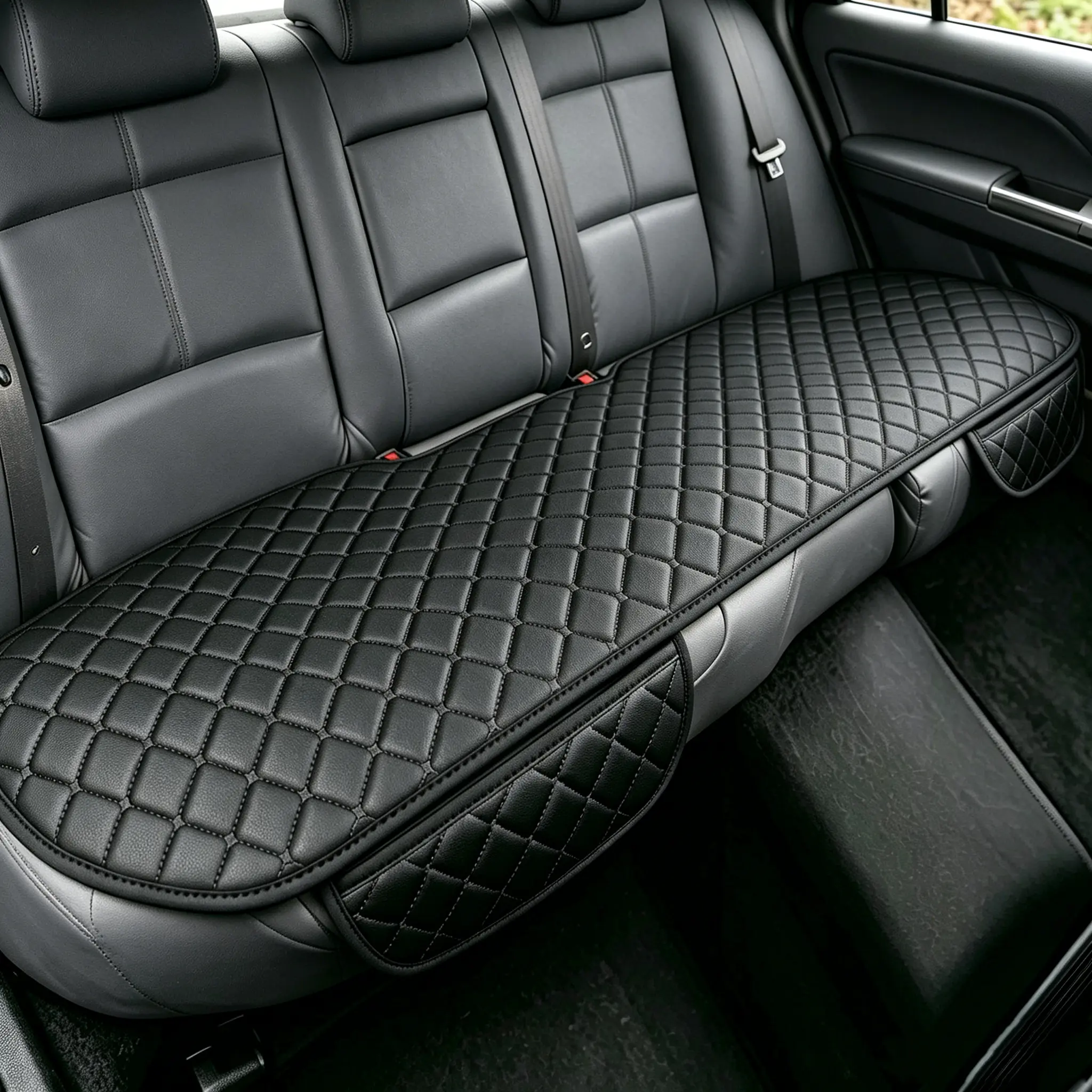 Rear Car Seat Cover Protective Pad Non slip Linen Fabric Universal Fit Soft Breathable and Easy to Clean Comfort Style Car Seat Cover