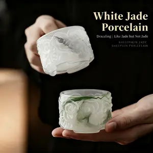 Jade Ceramic Master Cup, Traditional Personal Drinking Tea Cup, Gongfu Tea Set, Small Size, Home Use, Perfect Gift, Decorative Item