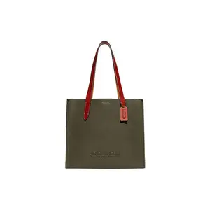 COACH Relay Series 35 Embossed Logo Solid Pebbled Leather Tote Bag for Men in Deep Green