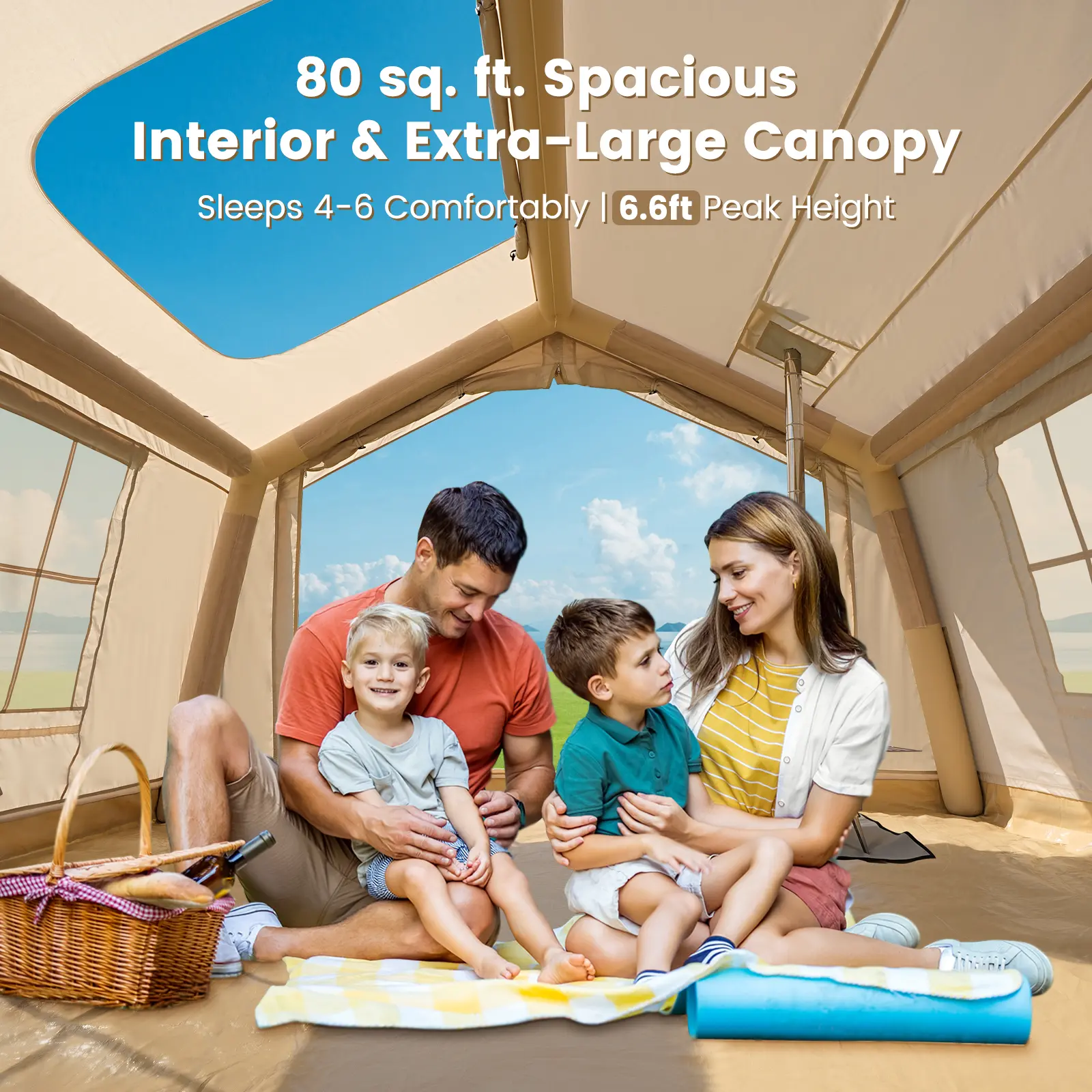 Lilypelle Inflatable Tents for Camping, Blow Up Tent with Hand Pump, Easy Setup Inflatable Hot Tent with Stove Jack, Waterproof Oxford Air Glamping Tents for Camping Adult 4-6 Person Lilypelle Inflatable Tents for Camping, Blow Up Tent with Hand Pump, Easy Setup Inflatable Hot Tent with Stove Jack, Waterproof Oxford Air Glamping Tents for Camping Adult 4-6 Person