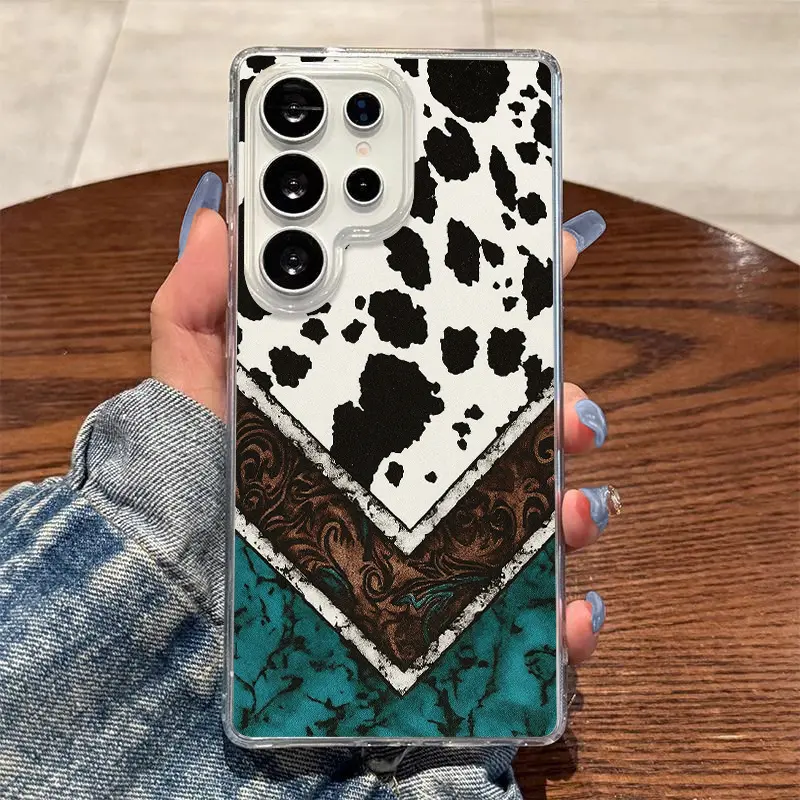Color-blocking cow print series phone case, supports wireless charging, anti-drop, skin-friendly feel, magnetic case, compatible with iPhone 17/16 Pro Max/15 14 Plus/13 12 11 and Samsung 23/24/25 protective cases, perfect as a New Year's gift.