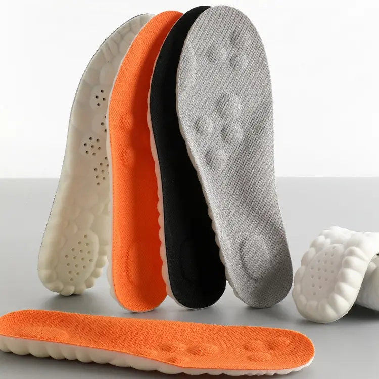 Massage Cushioned Shoe Insoles for Men & Women Footwear, 3D Foam Arch Support Inserts with Breathable Shock Absorption, Anti-Fatigue Plantar Fasciitis Relief Insoles & Heel Liners for Running, Walking Sneakers (Grey)
