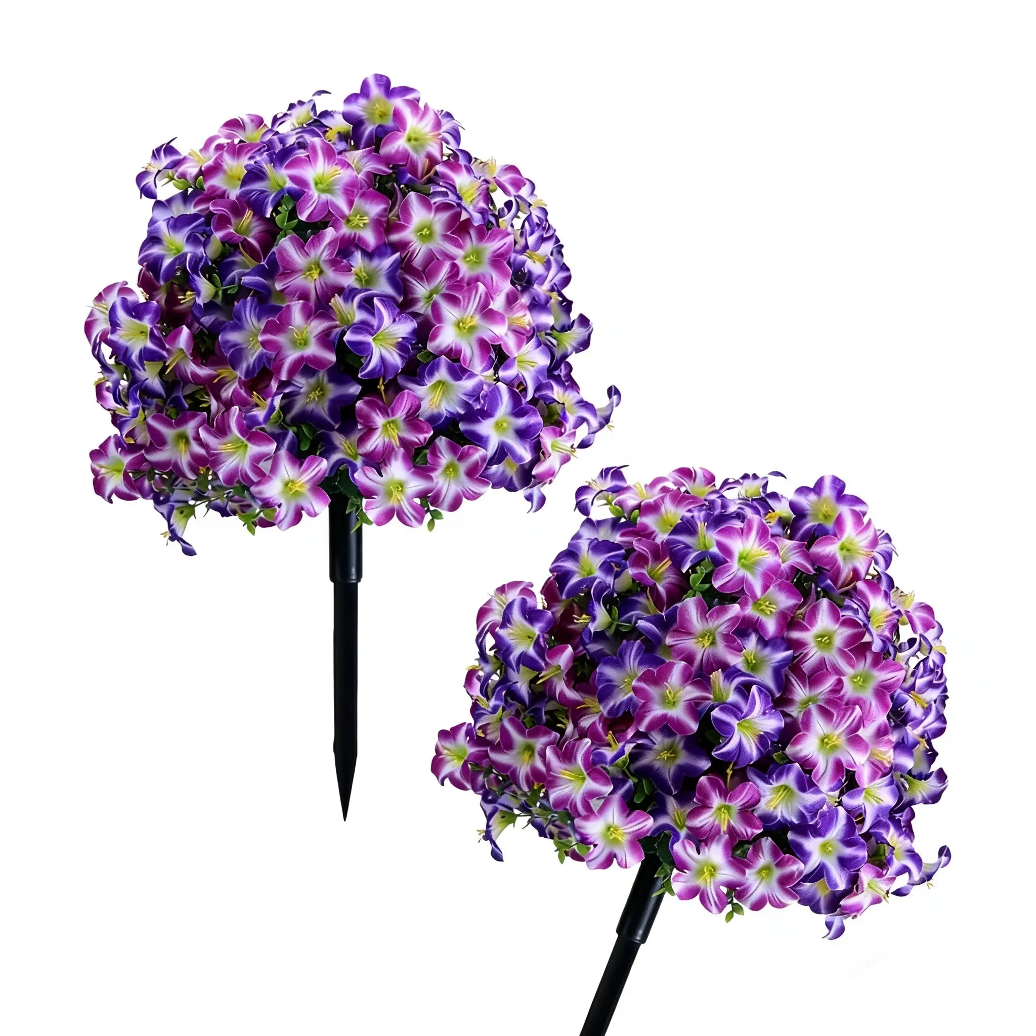 1/2 set of spring-type outdoor artificial flowers, Artificial Flower Decorations, wisteria and morning glory-style green plants with stands, purple UV-resistant artificial plants ideal for front door wreaths, hanging flower baskets