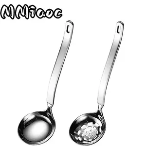 2 PCS Soup Ladle Metal Stainless Steel,Ladle With Holes Strainer Scoop LadlesHangable Handle Hotel Restaurant Catering Supplies Set, for Kitchen Us summerwins