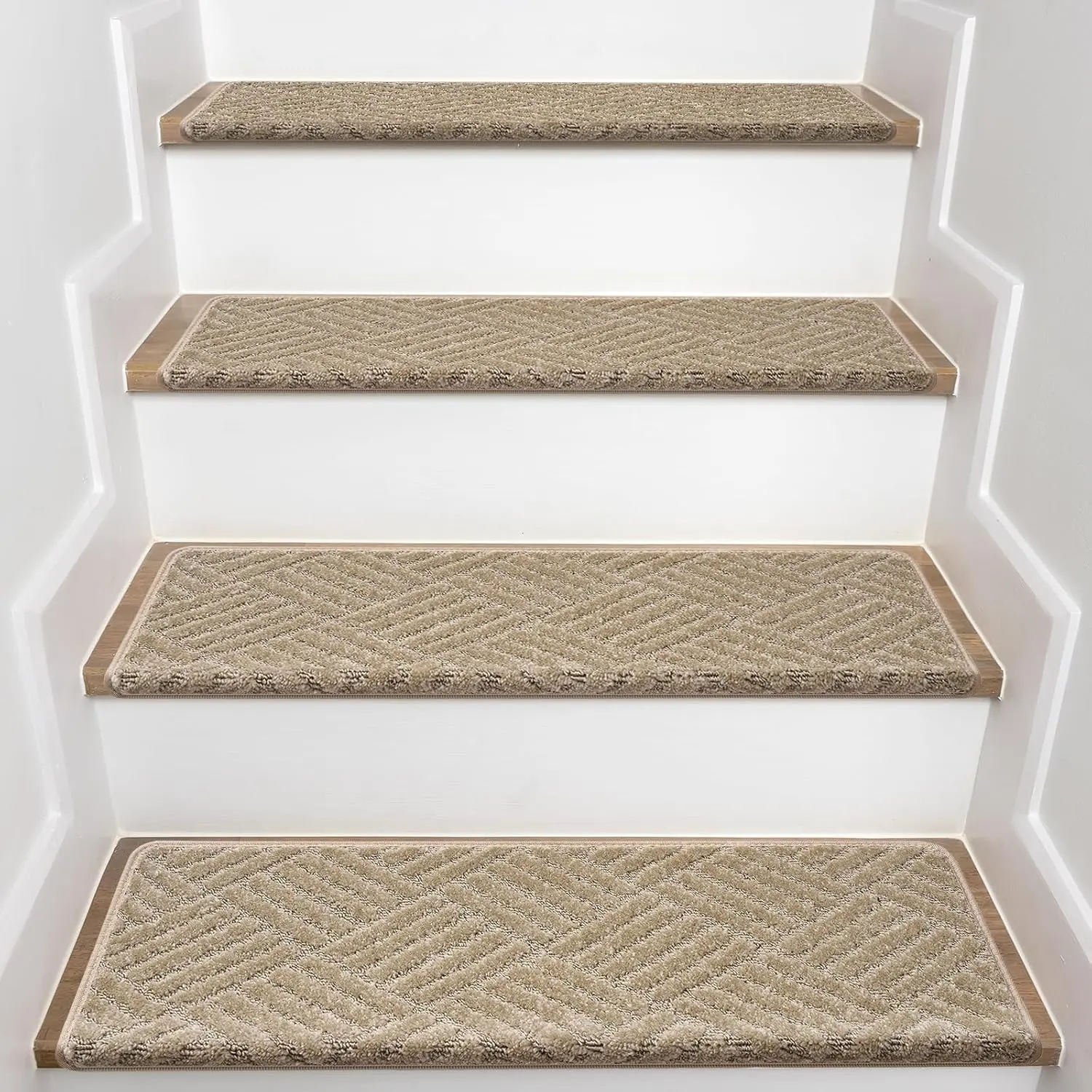 15Pack 9.5"x30" Stair Treads Non Slip, 3D Peel and Stick Stair Treads for Wooden Steps Indoor, Stair Carpet Treads Washable Reusable Adhesive Stair-Runner Rugs for Kids and Dogs