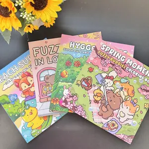 Multi-themed cute colouring book, 2-piece / 4-piece set, rich patterns, enjoy the drawing process, decompression drawing, suitable for daily leisure, suitable for holiday gifts