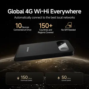 ECOVOX Global eSIM WiFi Hotspot 4G LTE 150Mbps, Portable Pocket Travel Router Auto-Switch AT&T T-Mobile Verizon, No SIM Card Needed, Free 1GB Data, FCC Certified for Airport RV Cruise Emergency