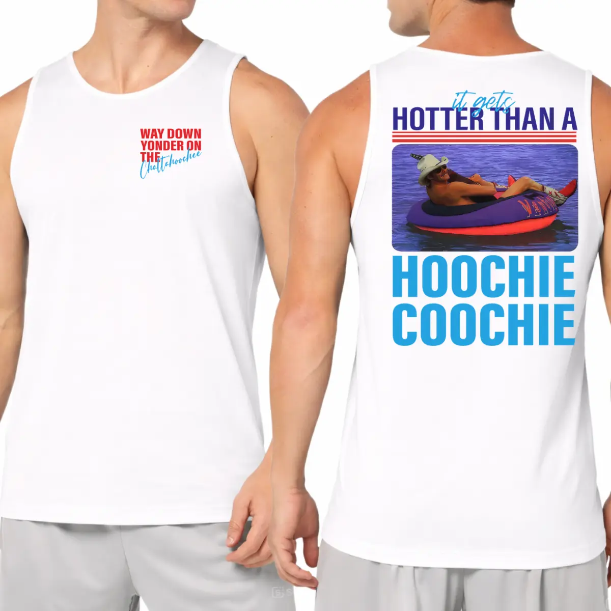 Hotter Than A Hoochie Coochie Shirt, Country Music Shirt, 90s Country Music Trendy Summer Tank Top, Meme Summer Vacation Shirt, For Men and Women, Womenswear Menswear V2
