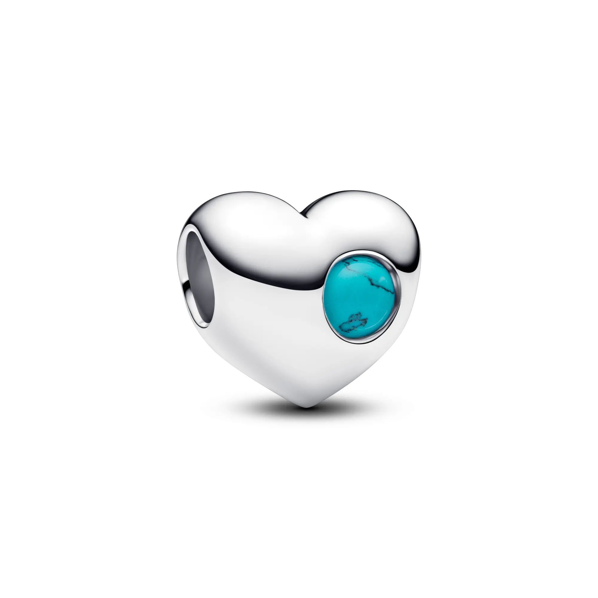 Pandora Engravable Turquoise Blue Stone Heart Charm 794161C12, Heart Shape, Flush-Set Stone, Personal Note