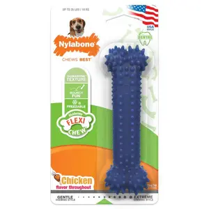 Nylabone Moderate Chew Textured Dog Dental Chew Toy Chicken 1ea/Medium/Wolf - Up To 35 lb