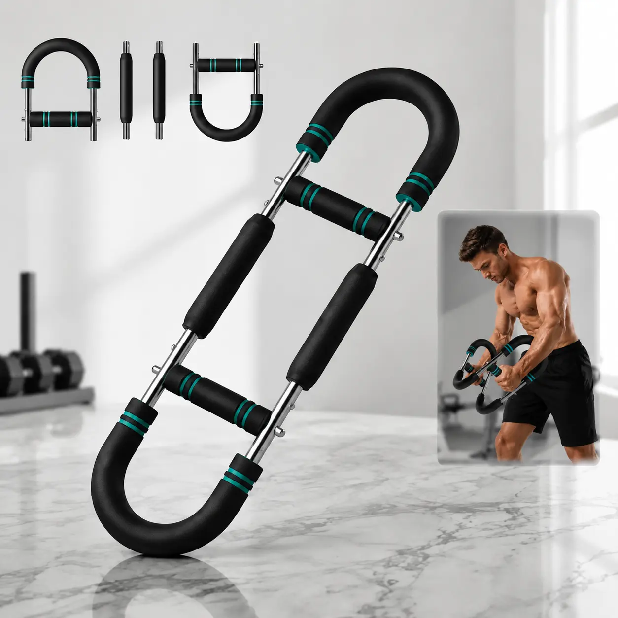 Stainless Steel Power Twister Bar, Adjustable U-Shaped Chest & Arm Trainer for Men, Home Gym Upper Body Muscle Building, Chest And Arm Trainer, Chest Workouts