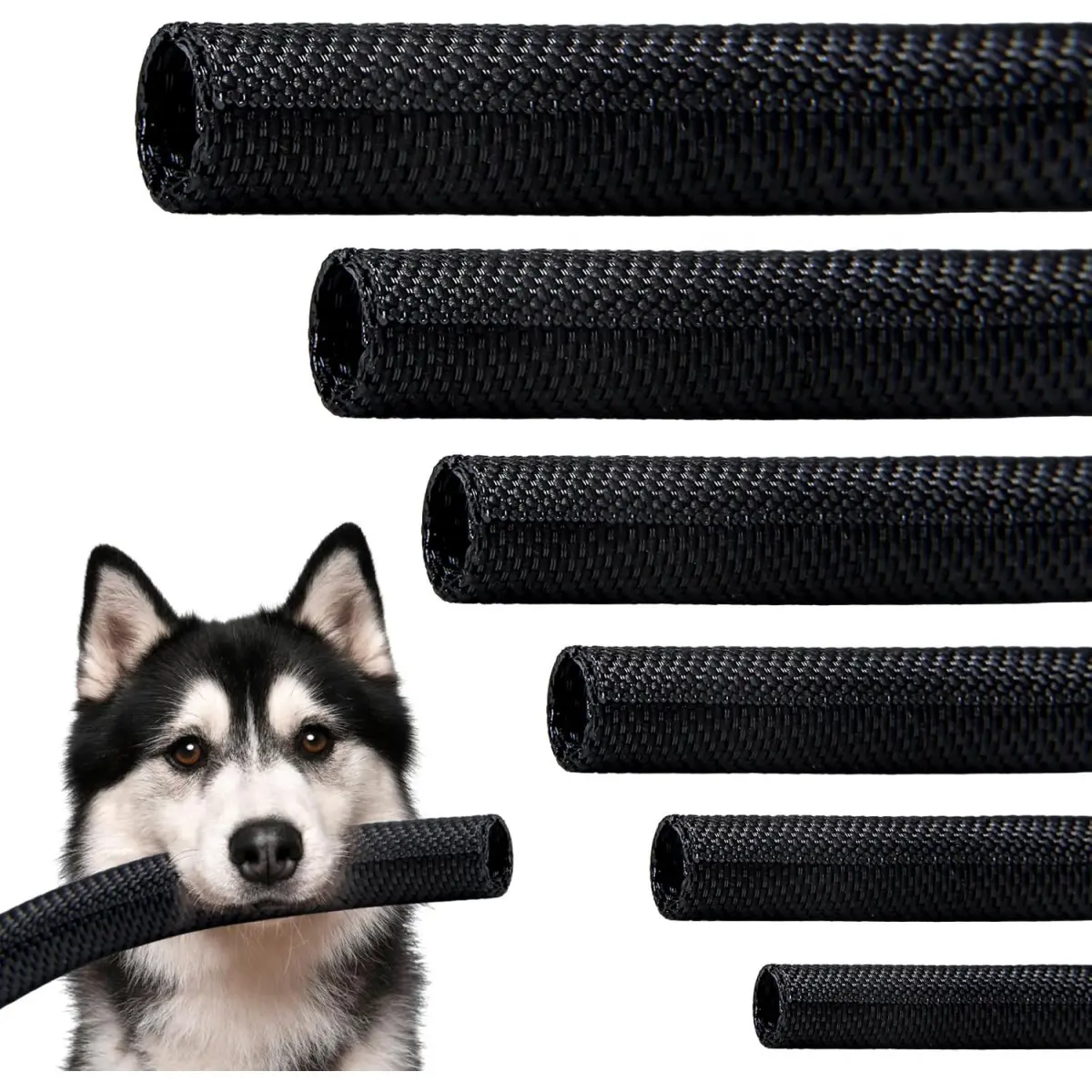 Split Braided Sleeve Cable Management Wire Loom Cord Covers for High-Temperature Automotive Harness and Home Cable Management Cat Proof Cord Covers, 12ft - 1/2 inch Self-Wrapping Tubing Cord Protector