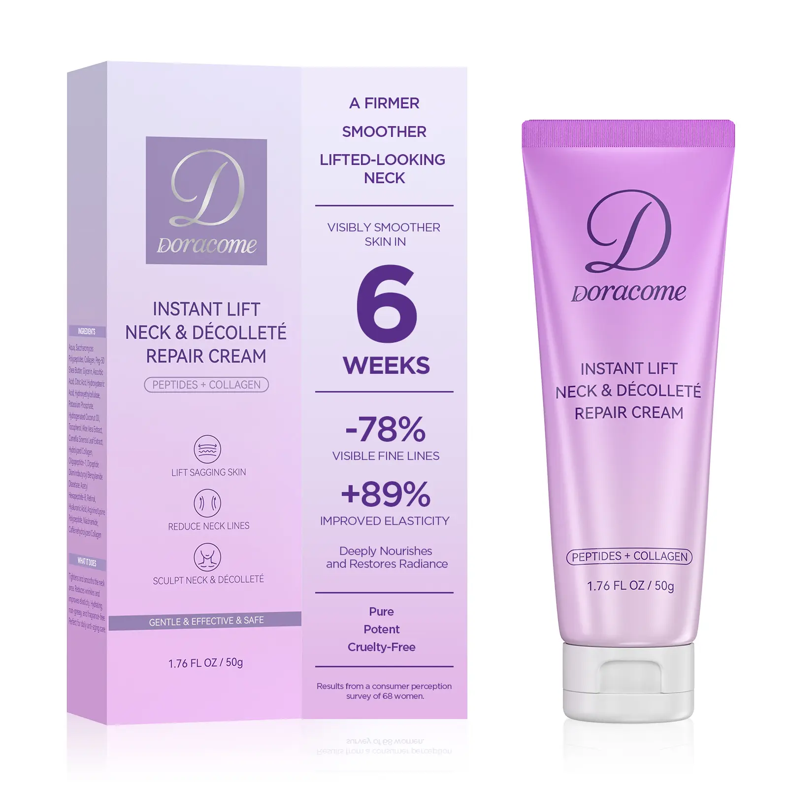 Doracome Tightening & Firming Neck Cream - Comfortable Moisturizer for Crepey Skin, Body Care & Skin Repair Cosmetic