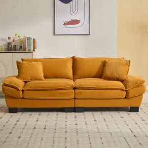 [Bellemave]Corduroy Sofa Sleeper Couch Loveseat Sofa with Pillows Comfy Upholstered Deep Seat Sofa for Bedroom,Living Room,Apartment,Office,Dorm-Yellow Corduroy