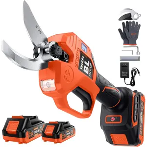 Electric Pruning Shears Cordless - Decerk 35mm 1.38'' Cutting Diameter Power Shears with LCD Display, 2×2.0Ah Battery, SK5 Blades, 600W Brushless Motor, Electric Pruner Scissors for Garden Tree Branch