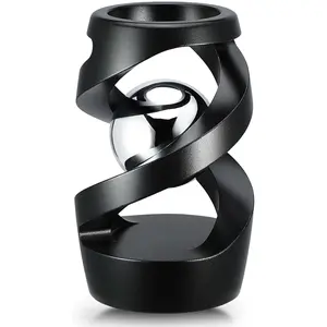P-SO082    Kinetic Optical Illusion Toys, Kinetic Desktop Fidget Spinner Toys, Cool Gadget Desk Toy Fidget Toys Gift for Various Holidays, Kinetic Spinner Ball Relieve Stress Anxiety for Kids and Adults (Black)