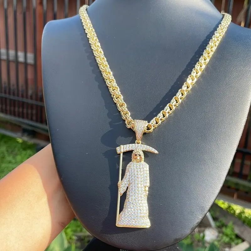 High quality santa muerte chino link chain durable jewelry no green skin