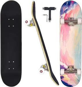 Skateboards for Beginners Adults Youths Teens Kids Girls Boys 31 Inch Pro Complete Skate Boards 7 Layer Canadian Maple Double Kick Concave Longboards