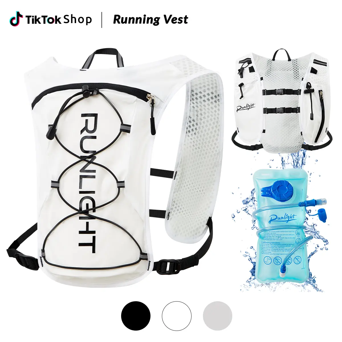 RUNLIGHT Running Vest for Women & Men with 1.5L Water Bladder Sport Backpack Adjustable Chest Straps Reflective Hydration Backpack for Hiking Cycling Outdoor
