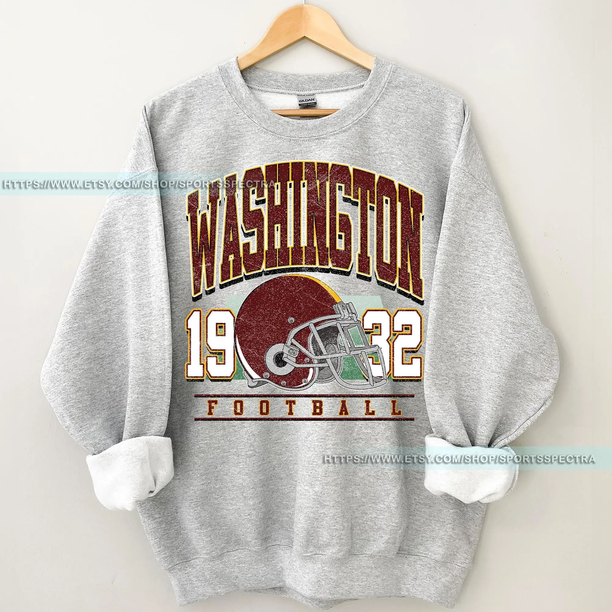 [Sale Up To 50%] Washington Football Vintage Sweatshirt, Washington Crewneck Commander Sweater, Washington Fan Gift, Washington Sweater, Gift For Fan, Trendy USA Cotton Fabric