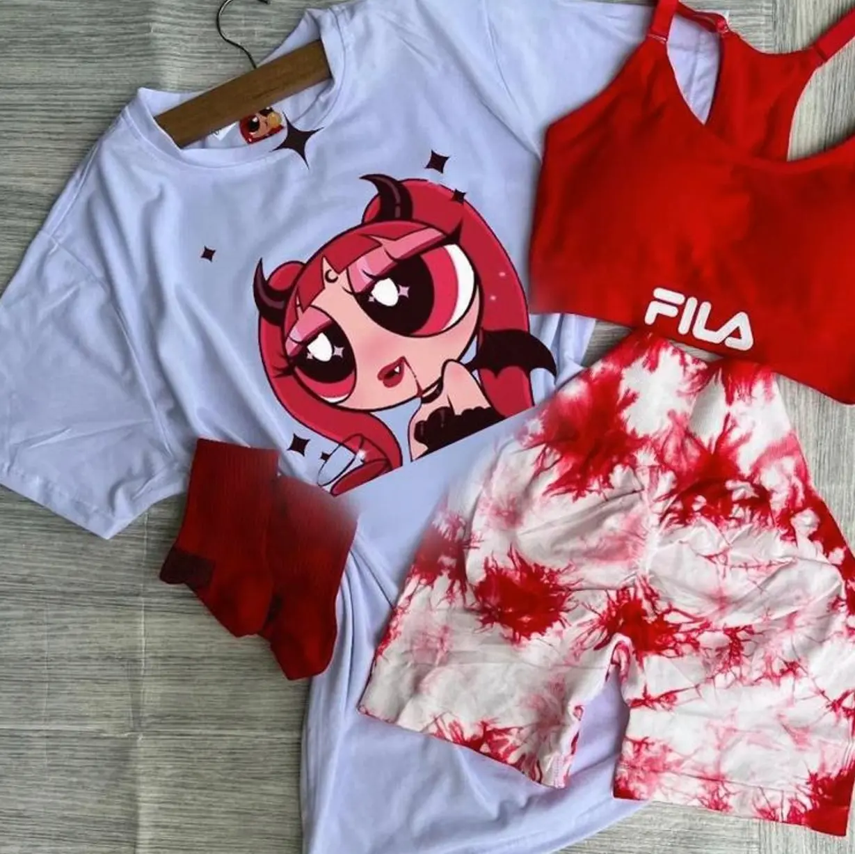 Devil Baddie Cartoon Shirt, Powerpuff Inspired Tee, Youth and Adult Sizes, Red Aesthetic Y2K Style, Trendy Streetwear Outfits T-shirt, Sweatshirt and Hoodie 5