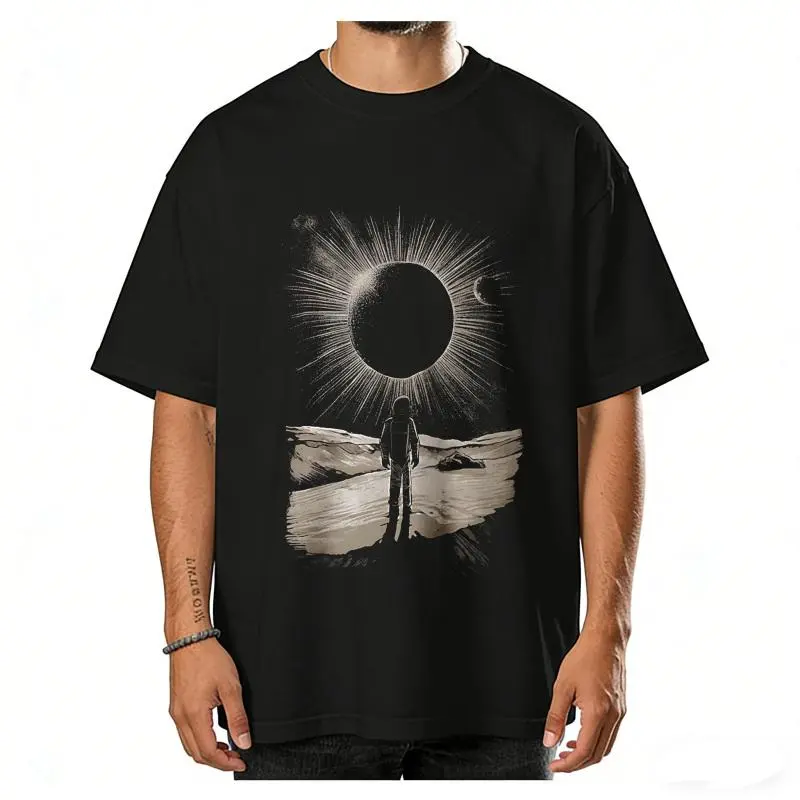 Vintage Astronaut Solar Eclipse T-Shirt, Retro Space Graphic Tee, Sci-Fi Cosmic Adventure Top, Astronomy Lover Gift For Men Women