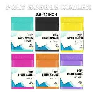 #2 Poly Bubble Mailers, 8.5 X 12, Pack of 50, Self Seal Waterproof Mailing Envelopes, Strong Adhesion Padded Shipping Bag, Usable Size 8.5 x 11 Inch (Black, 50Pieces)